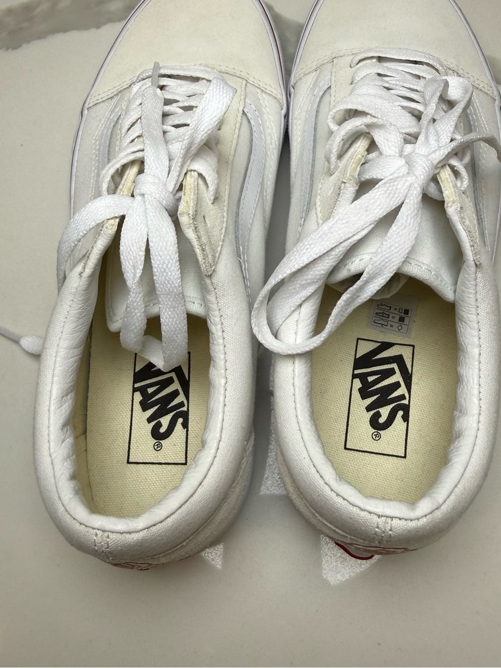 Vans Old Skool Rose Floral Canvas Women's 10.5 Mens 9 Sneakers White cream FLAW - Picture 6 of 14